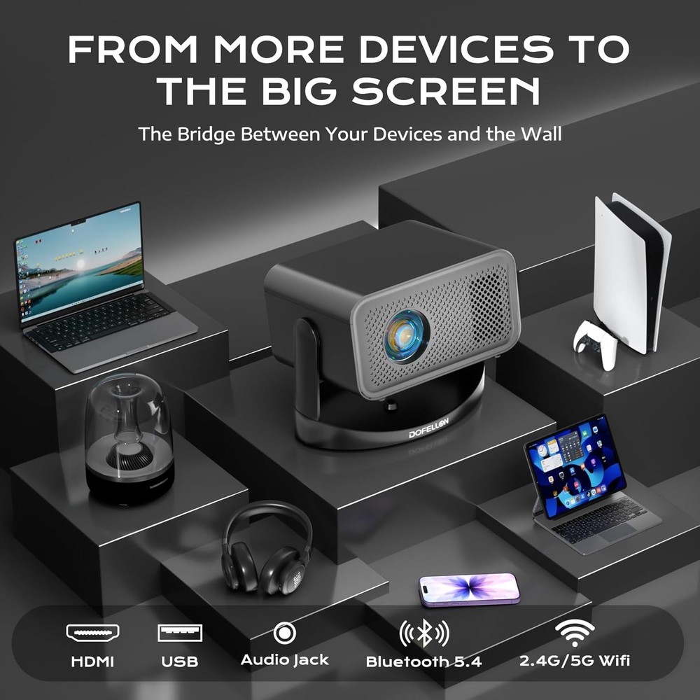 Auto Keystone Native 1080P Projector 4K Support