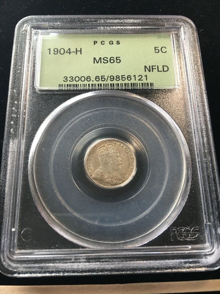 1904H  PCGS Graded Newfoundland  ¢5 Cent, **MS-65** #6121