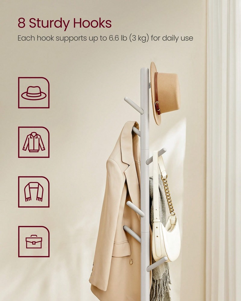 VASAGLE Solid Wood Coat Rack, Free Standing Tree-Shaped Coat Rack-FGQA