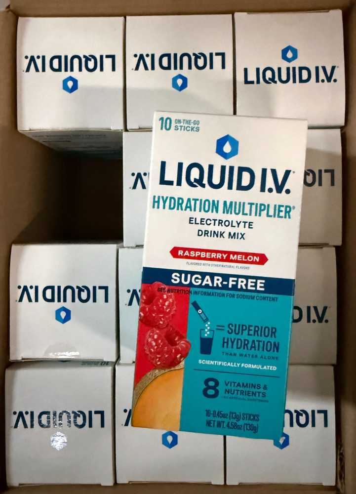 Liquid IV Sugar-Free Electrolyte Packets Raspberry Melon - 120 Packets