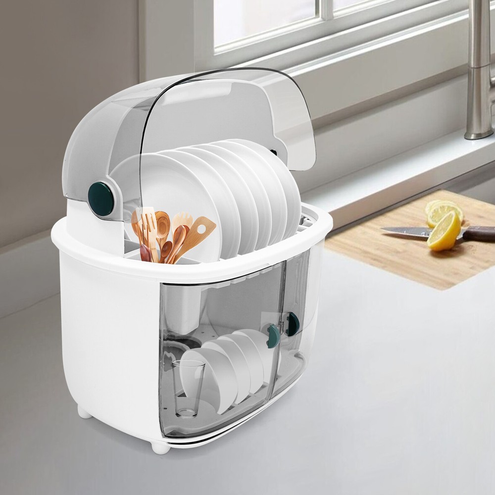 2 Tier Plastic Drying Rack for Kitchen, Dish Drying Rack 2-tier Dish Drying Rack