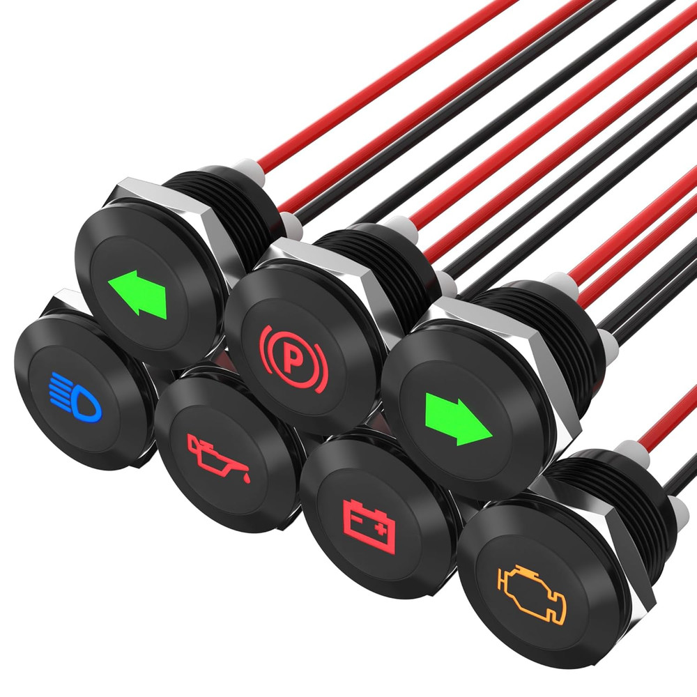 RVMARINEPAT 12V LED Indicator Light Small Indicator Light Waterproof 1/2" Panel