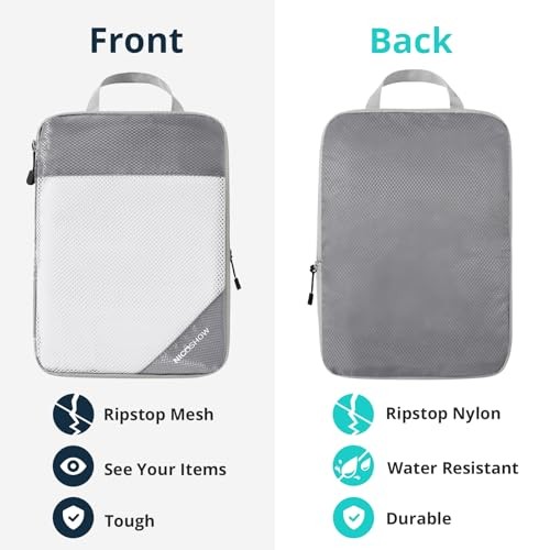 6 Set Compression Packing Cubes for Travel - Compressible, 6 pcs Grey