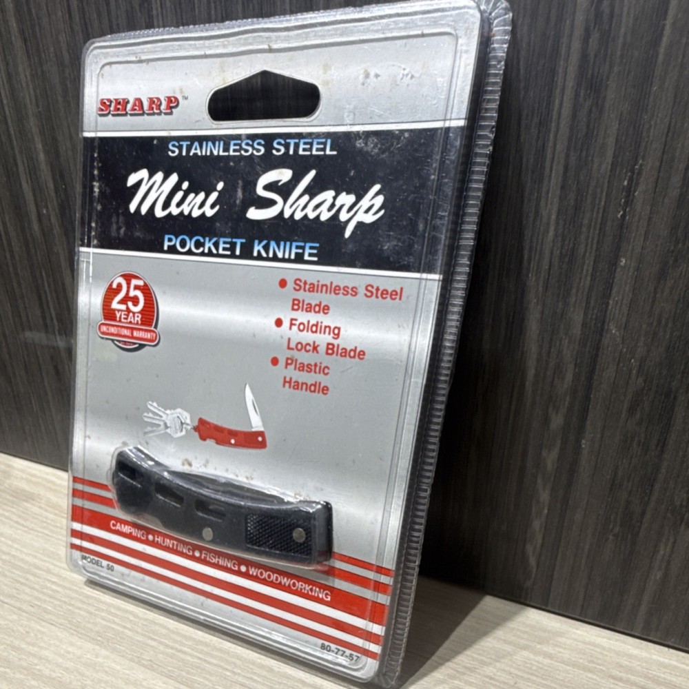 Sharp Mini Stainless Steel Pocketknife Lockback Black Plastic Handle 1991
