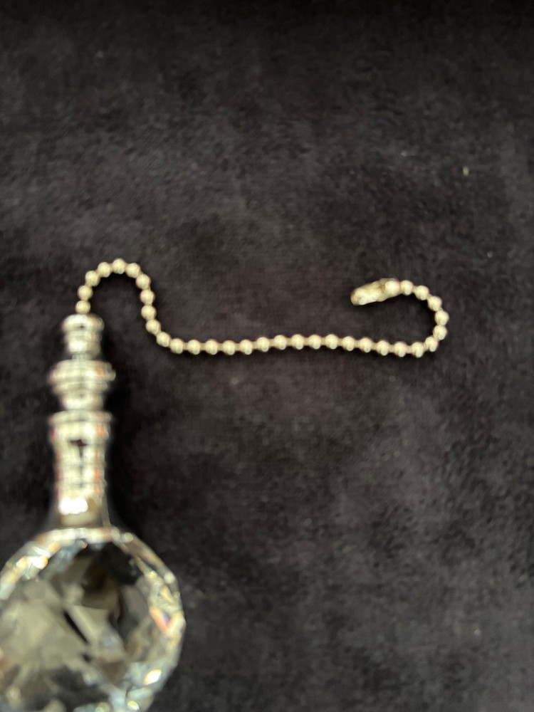 Glass and Metal Fan Light Pull - Silver Tone