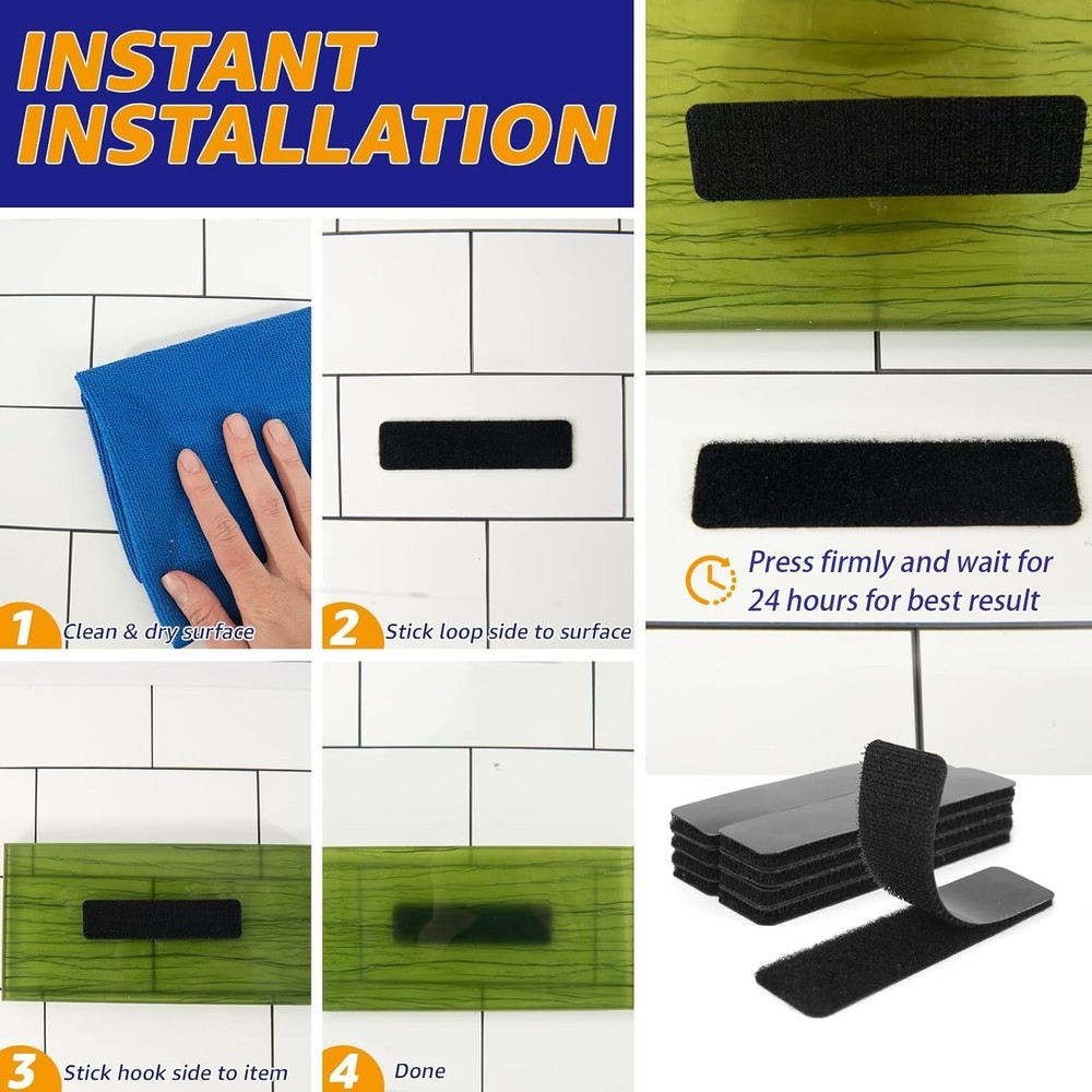 Versatile 1x4 Inch Hook & Loop Strips - Strong Adhesive, 16 Sets for All Uses