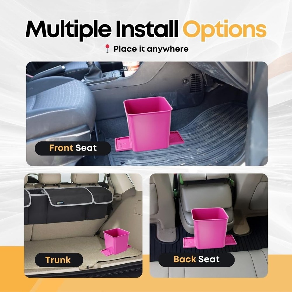 Car Trash Can for Vehicles Leakproof Compact Garbage Bin w/ Stability Flap, A...