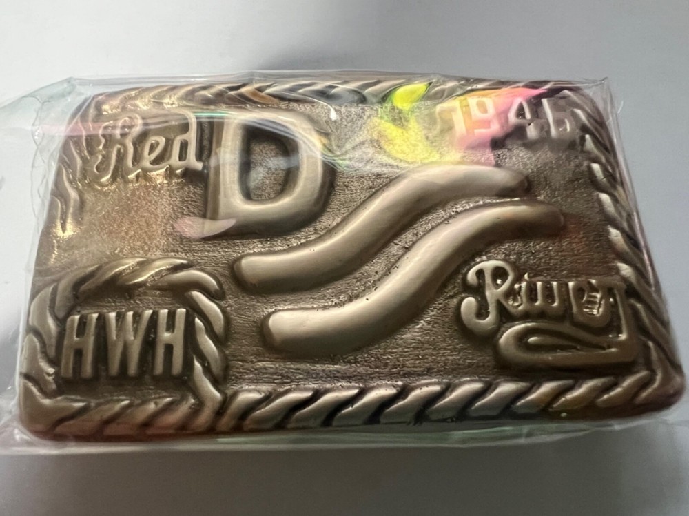 John Wayne SOLID BRASS "The Duke" Red River Belt Buckle 1946 HWH initial version