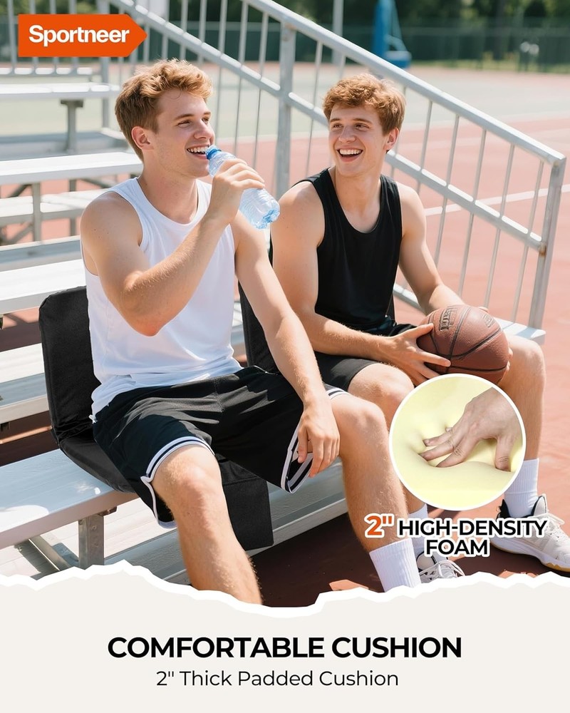 Stadium Seats with Back Support: 6 Reclining Position Folding Bleacher Chairs...