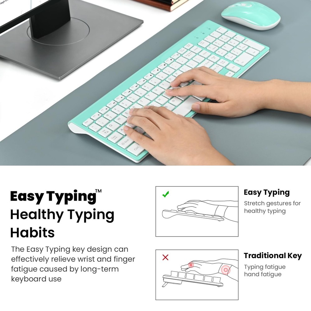 cimetech Wireless Keyboard and Mouse Combo, Compact Full Size Wireless Keyboa...
