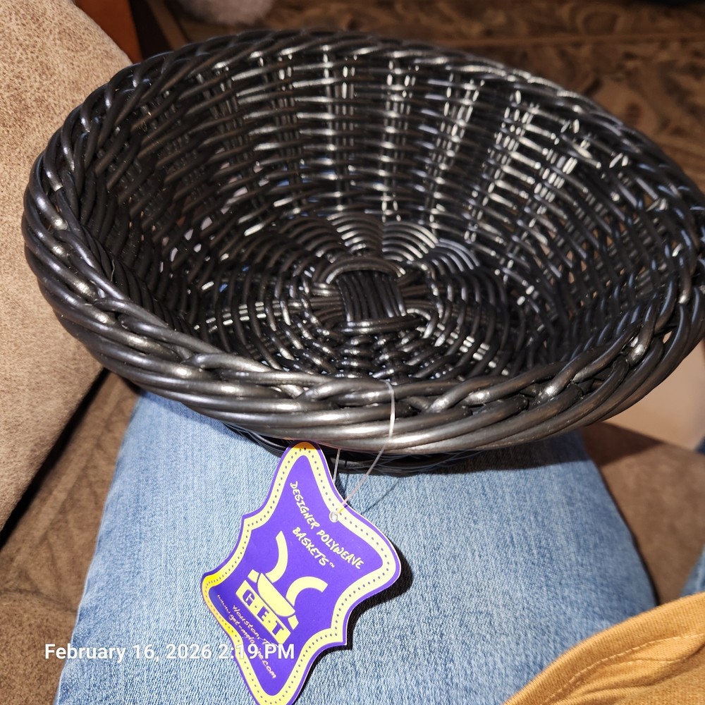Handwoven Solid Cord Black  Basket G.E.T. Tag Still Attached