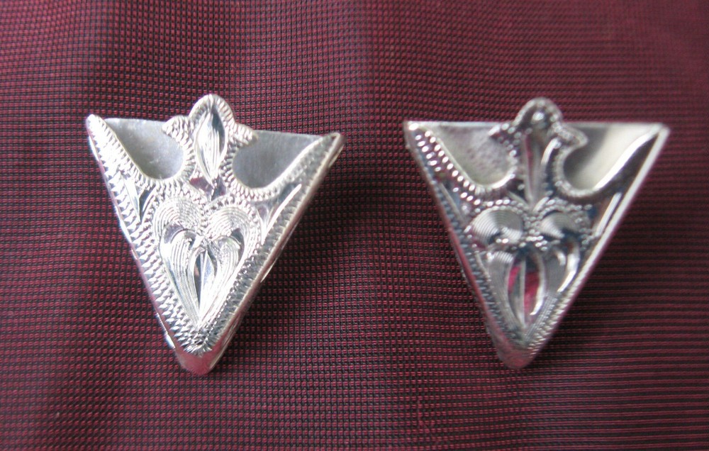 Collar points tips tabs western shirt silver color engraved square dance NEW