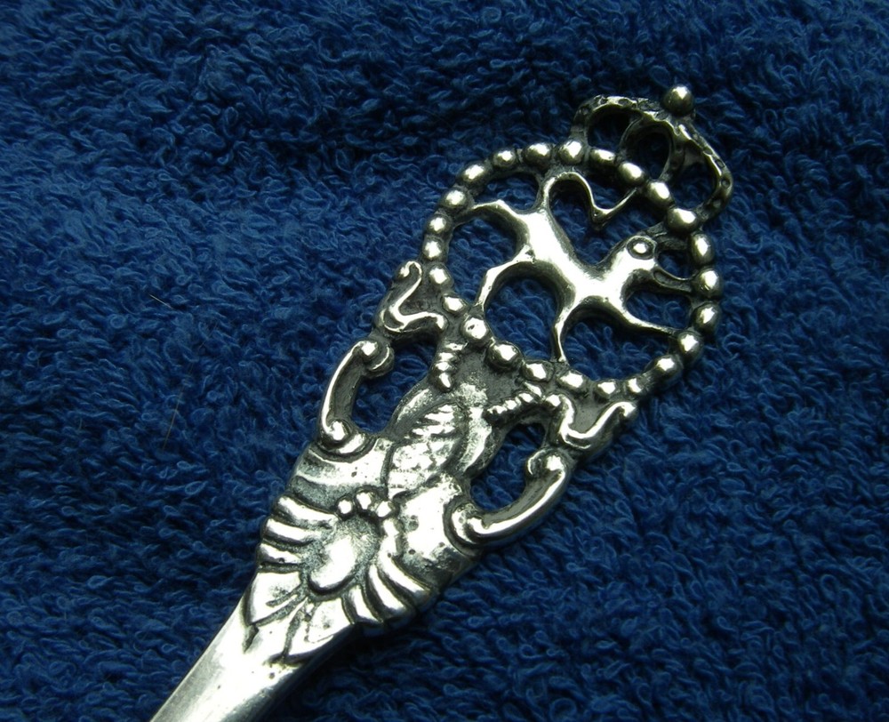 Good DANISH 830 Silver Pierced ANMAL Handle Hammered SPOON-Marked IF-NR