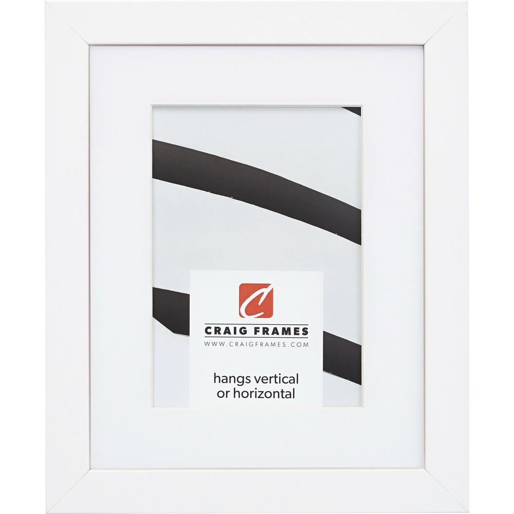 Craig Frames Essentials, 1" Wide Simple Satin White Picture Frame With a Mat