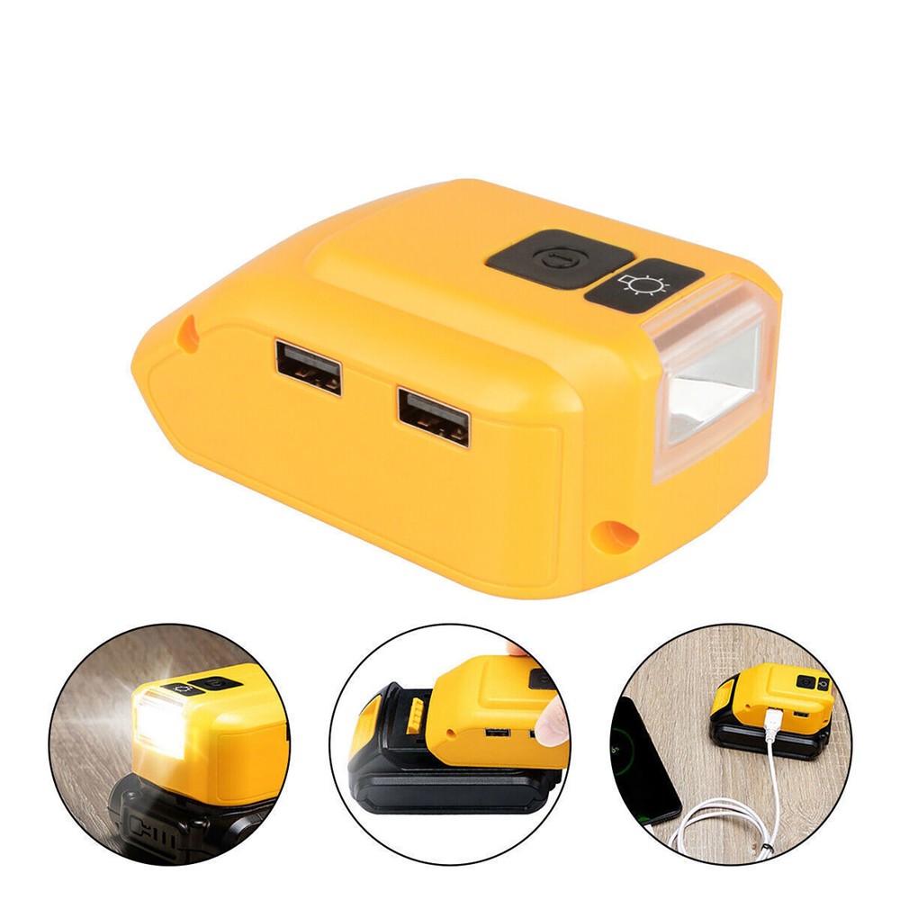 Protable DCB090 Battery Adapter For DEWALT 14.4V-20V USB Power Source Charger