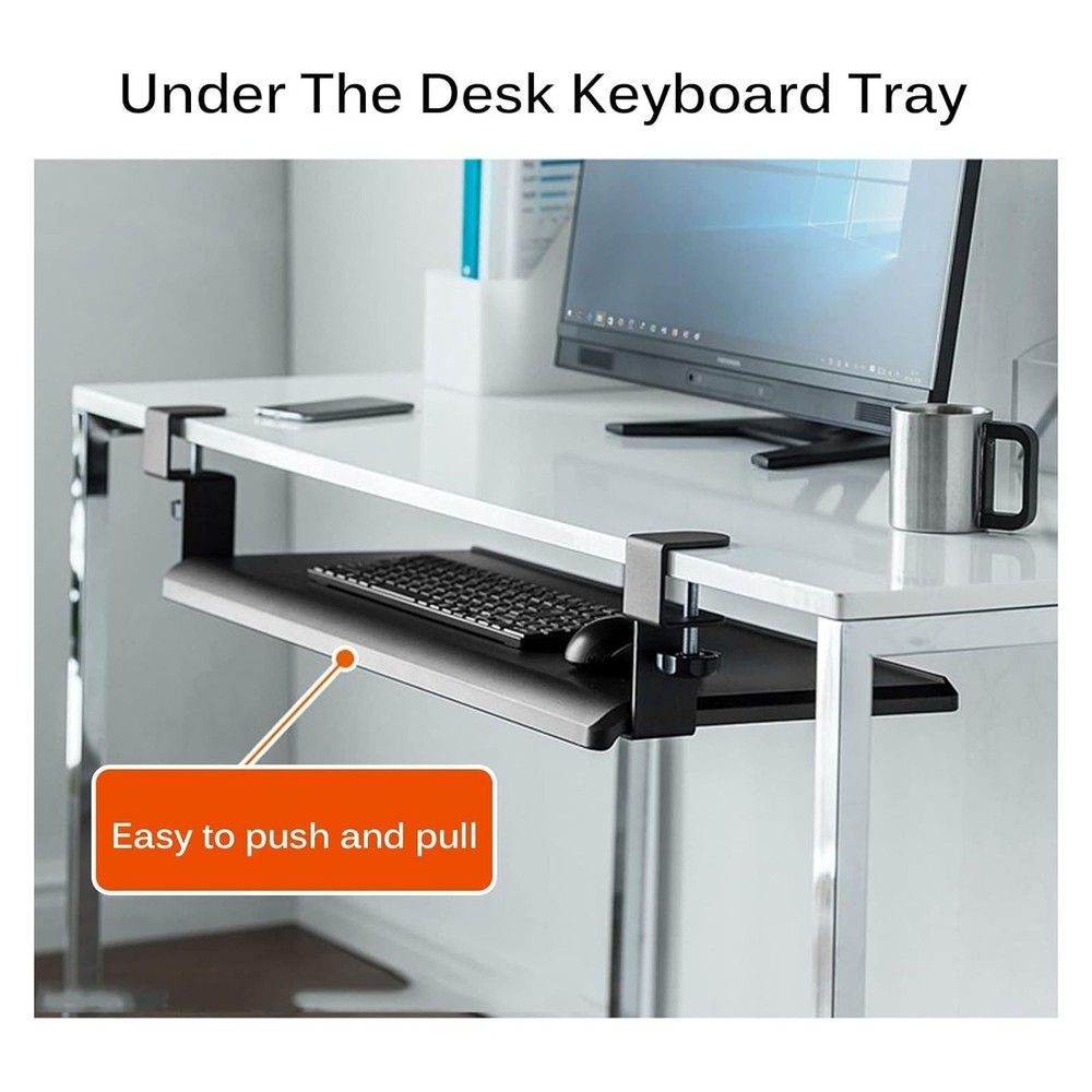 Wrist Support Under-Desk Keyboard Tray Clamp-On with Slide