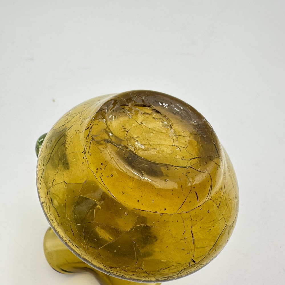 Crackle Glass Mini Amber Cruet Applied Clear Handle