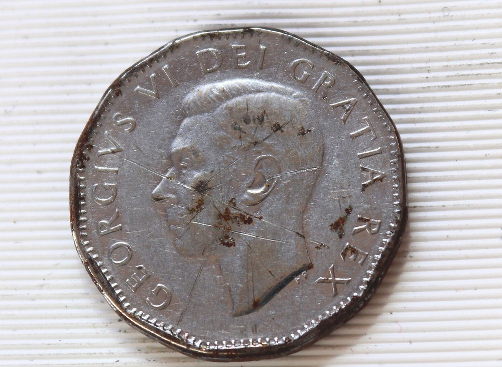 1951 Canada 5 Cents Double Cents Error