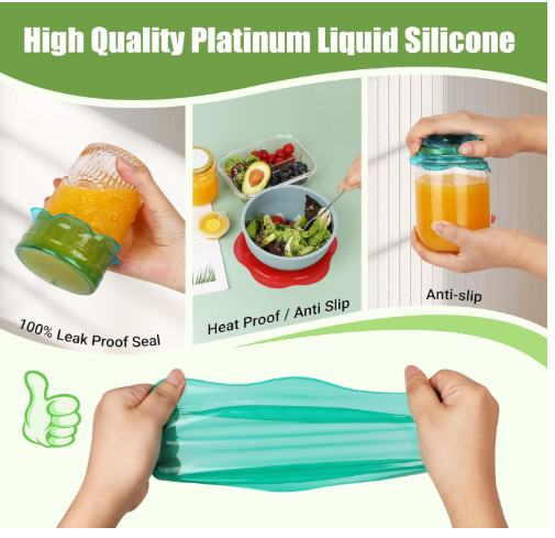 6PCS Silicone Stretch Lids – Reusable Bowl Covers Food Storage