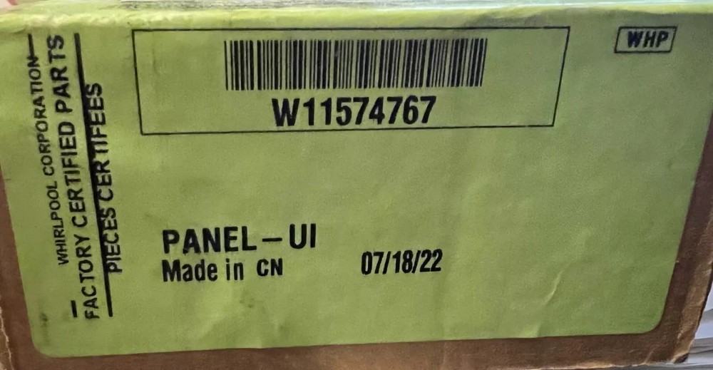W11574767 Whirlpool PANEL UI OEM