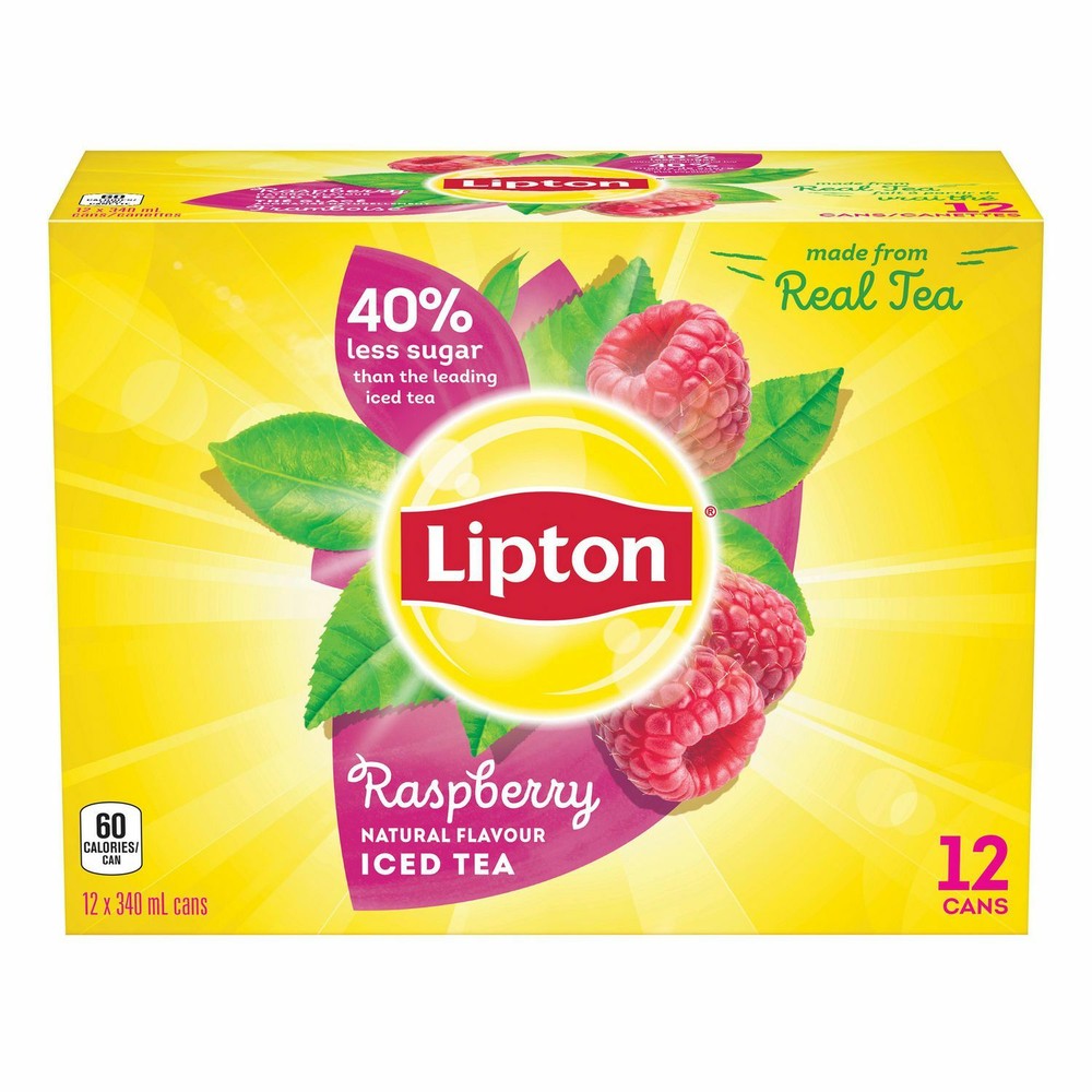 12 Cans of Lipton Raspberry Iced Tea 340 ml Each Can