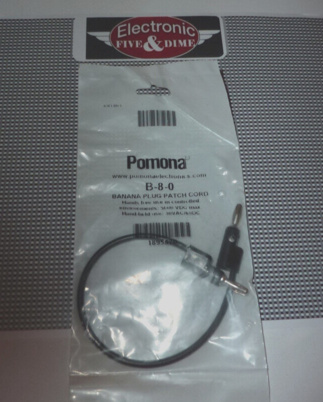 Pomona B-8-0 Banana Plug Patch Cord Cable, Stackable
