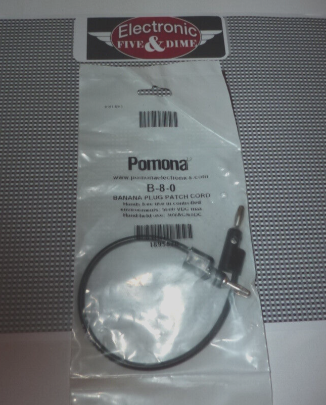 Pomona B-8-0 Banana Plug Patch Cord Cable, Stackable