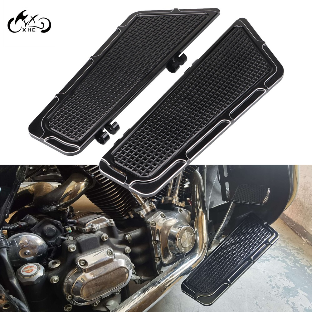 Black Cut Driver Stretched Floorboard For Harley Touring Electra Glide Softail