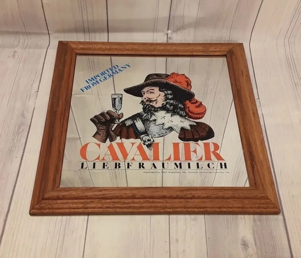 Cavalier Liebfraumilch German Imported White Wine Framed Mirror ☆Great Decor☆