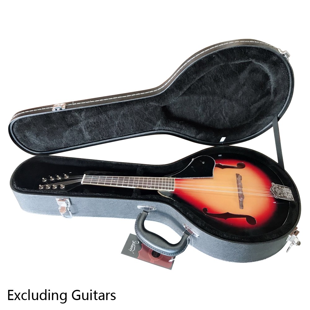 Hardshell A-Style Mandolin Case Black Microgroove Leather Plush Lined