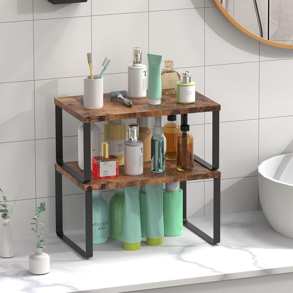 Set of 4 Stackable Counter Shelves - Expandable Kitchen Storage Solution