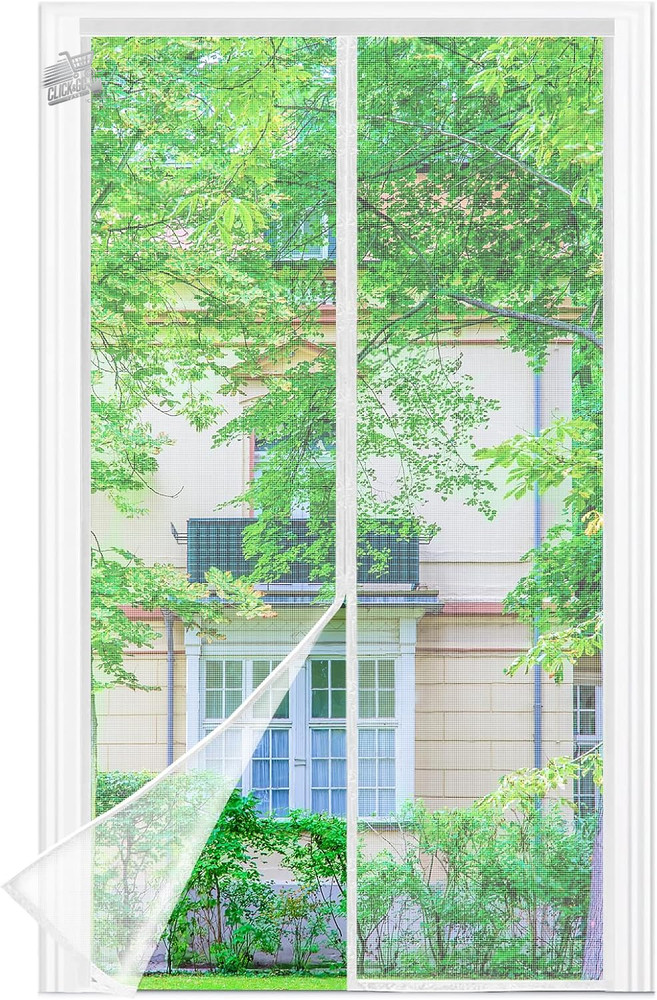 Magnetic mosquito net 95x210cm white: fine net for doors, automatic closing