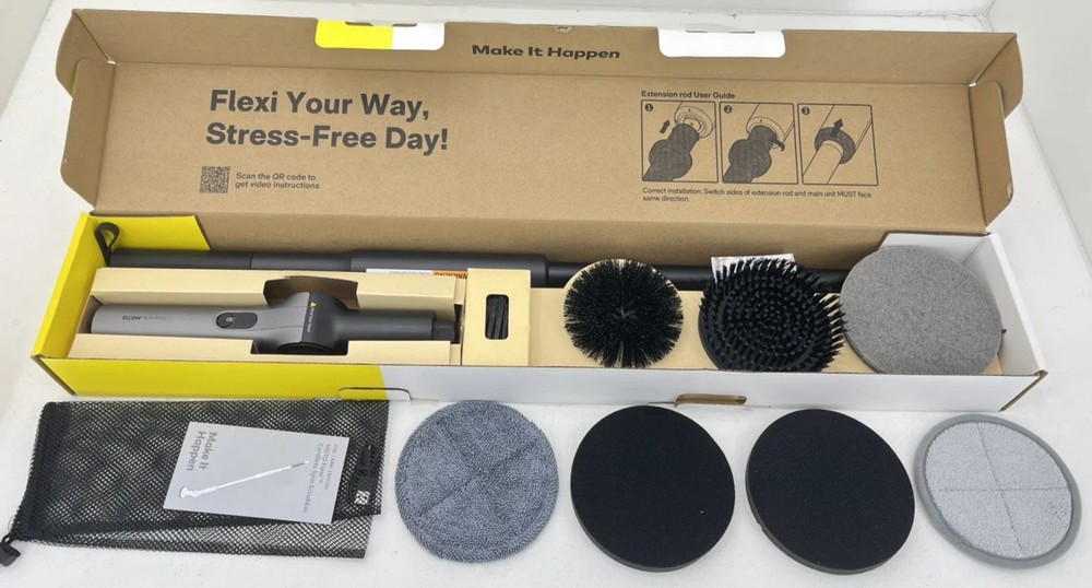HOTO Flexi Cordless Spin Scrubber with Telescoping Handle & Multi-Surface Brush