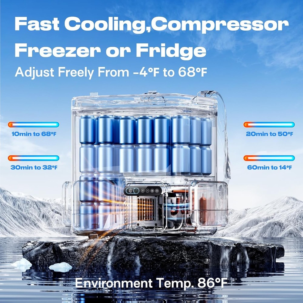 DC 12V Electric Fridge Freezer 19QT Compressor Cooler