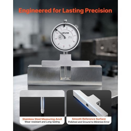 Depth Gauge, Depth Micrometer 0-22 inch Measuring Range, 0.001" Resolution, wit