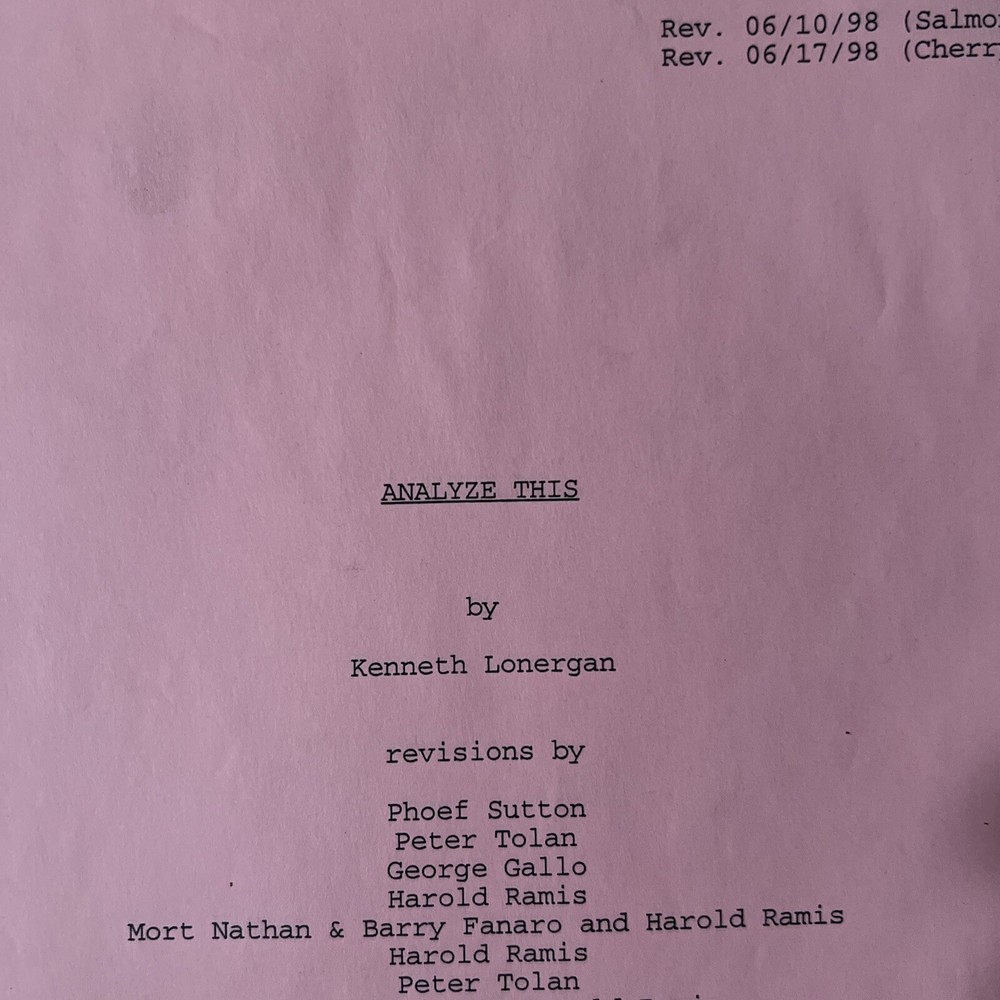 ANALYZE THIS original SCRIPT ROBERT DE NIRO, BILLY CRYSTAL from set Rev. 6/17/98