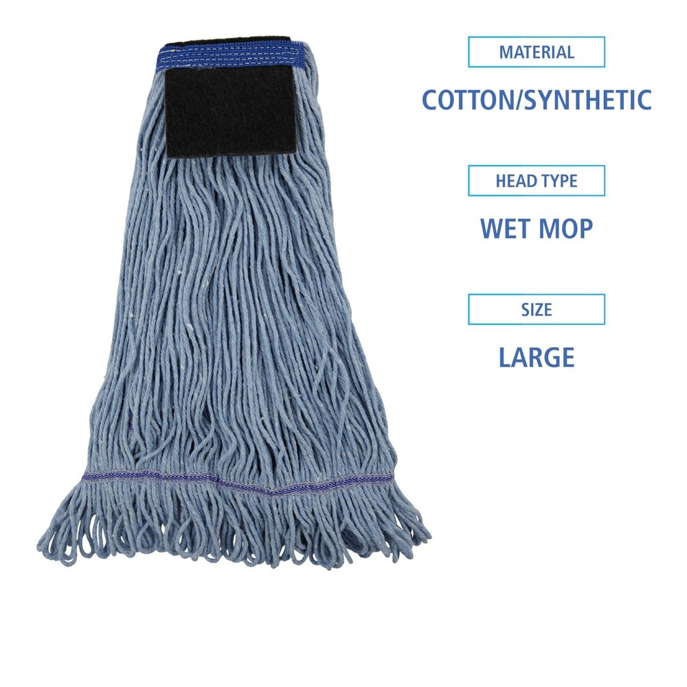 Mop Head, Loop-End, Cotton with Scrub Pad, Large, 12/Carton