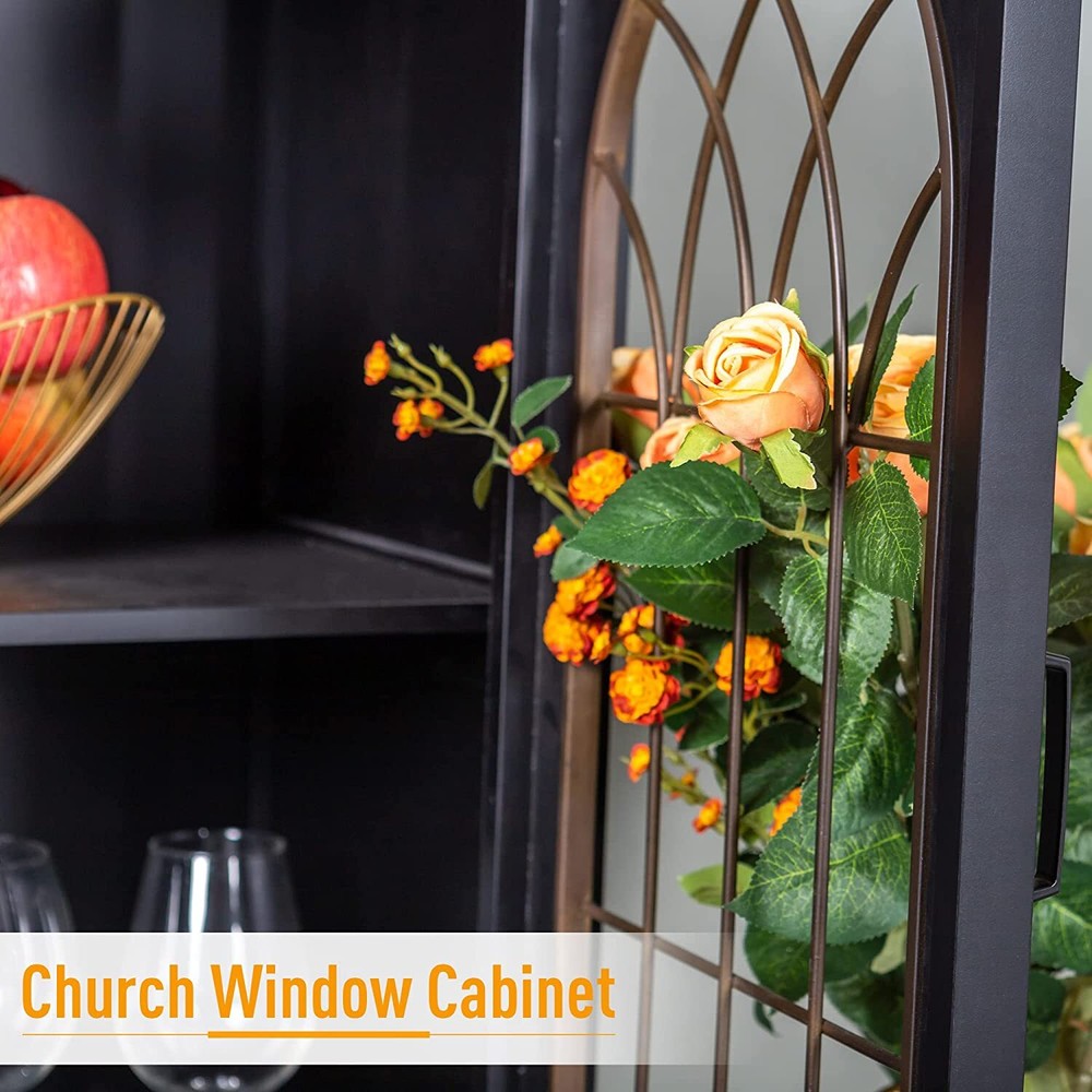 Accent Storage Cabinet 2 Glass Doors Decorative Cabinet Buffet & Sideboard
