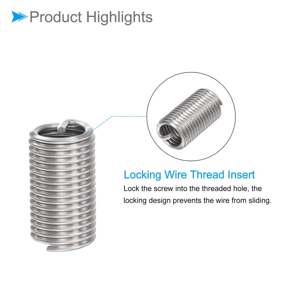 10pcs 1/2-13 UNC 3.0D Wire Thread Repair Insert Helical Type Coiled