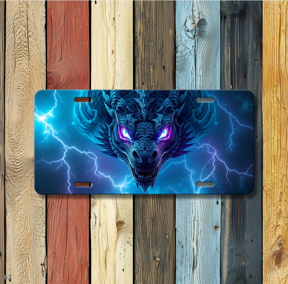Dragon License Plate Elemental Dragon Visual Art Text Option Available Unique Gi