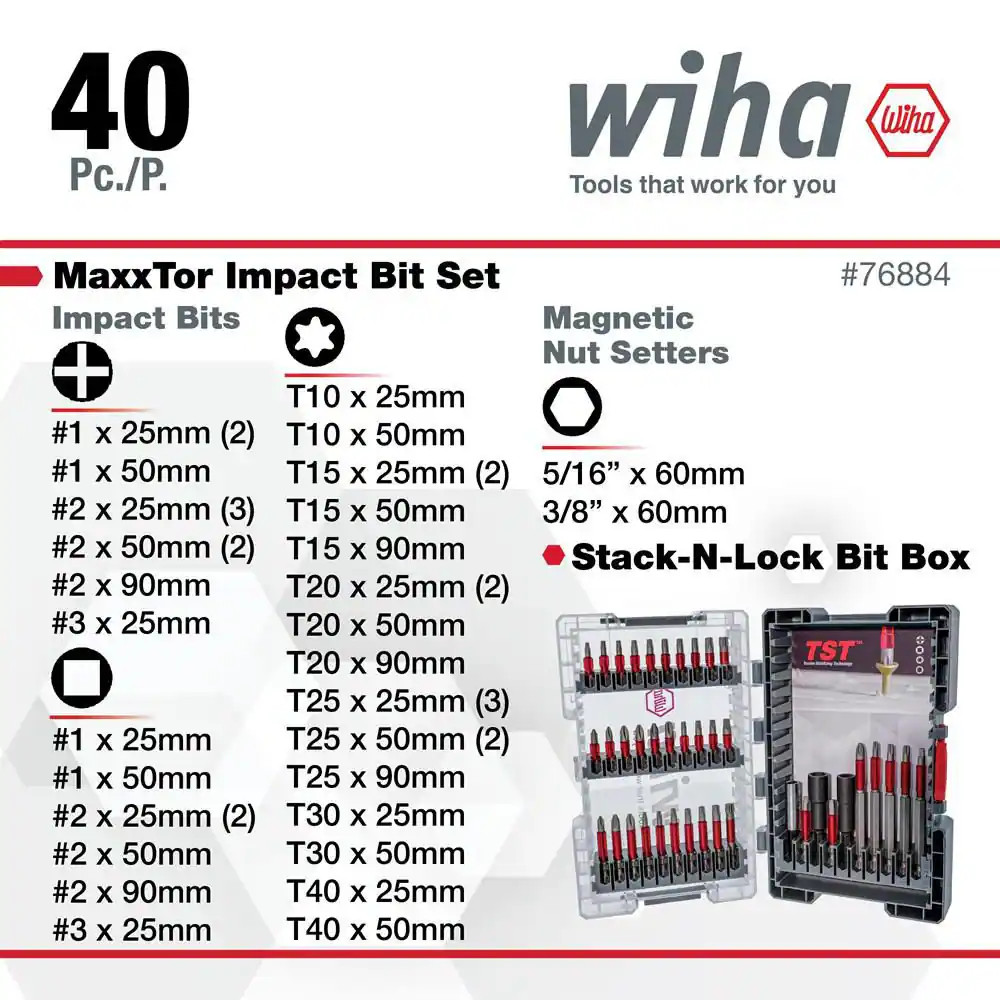 Maxxtor Impact Bit Screwdriver Set (40-Piece)