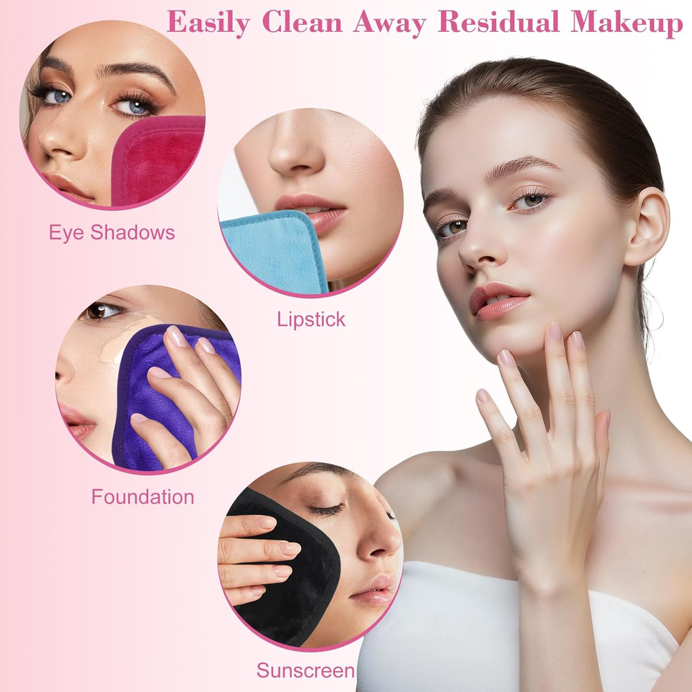 Makeup Remover Cloth 12 Pack, Ultra Soft and Reusable Microfiber Makeup Remover
