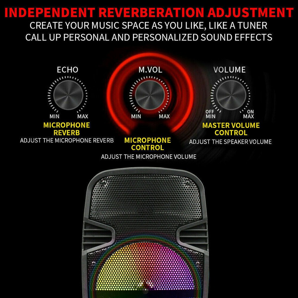 PA Audio System 8'' Bluetooth Speaker Sub woofer Microphone Remote Control Party