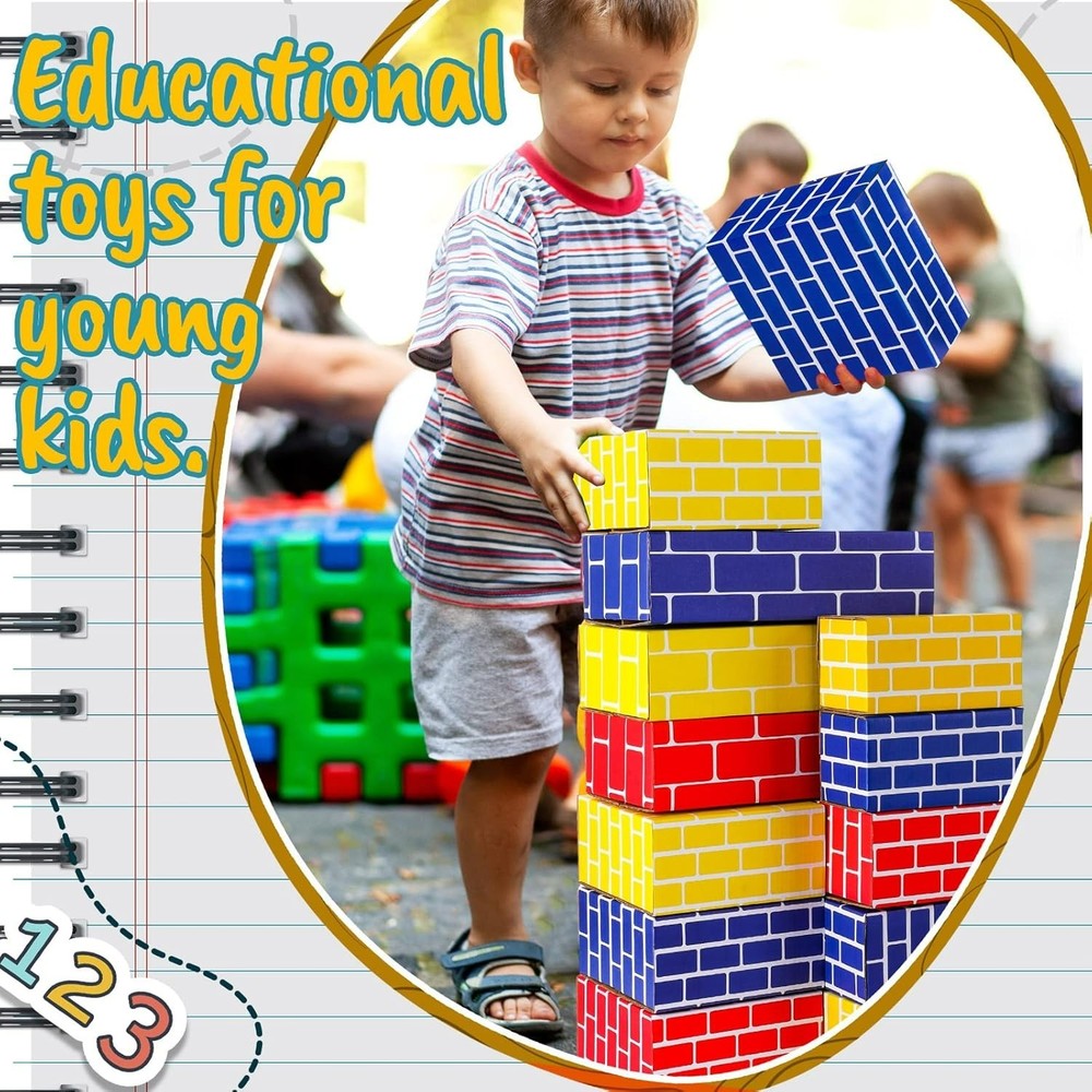 Junkin 80 Pack Cardboard Building Blocks Cardboard Bricks for Kids, Stacking ...