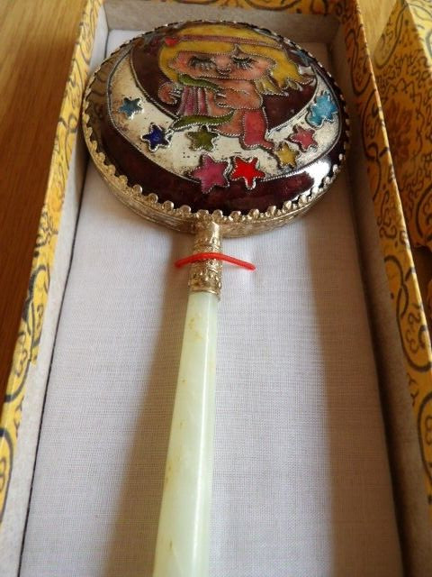 Enamel Mirror Handheld New Inlay 7"