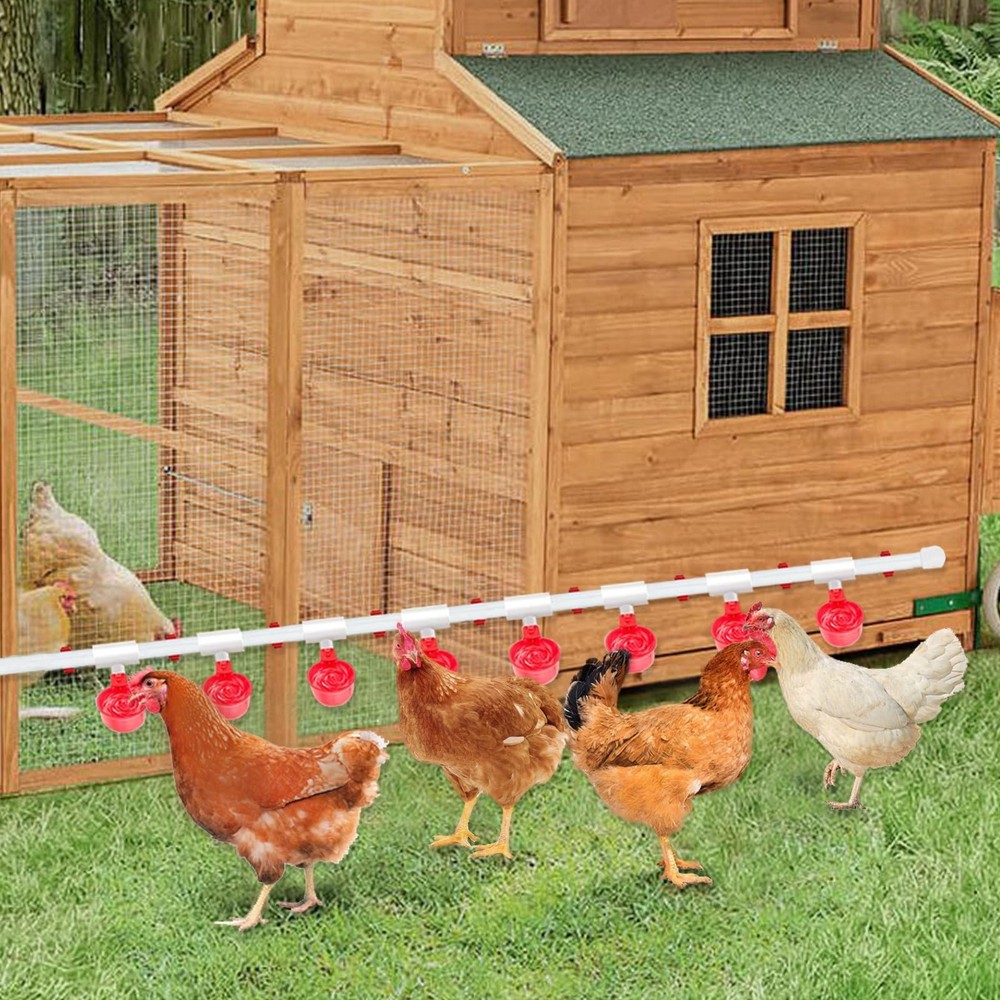 Automatic Chicken Waterer System (45 Accessories Included), Complete PVC Pipe...