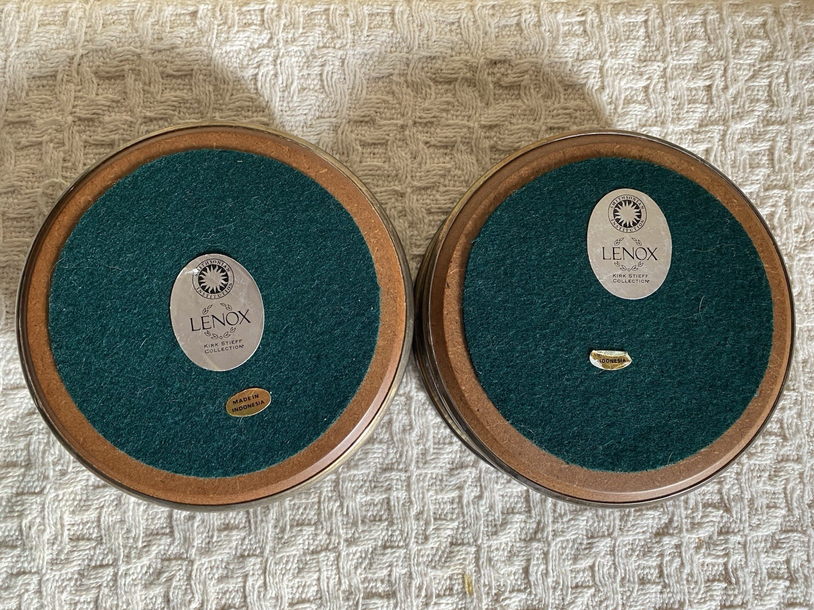 VTG Silverplate LENOX Kirk Stieff Wine Bottle Glass Coaster Set Etched MCM 70s