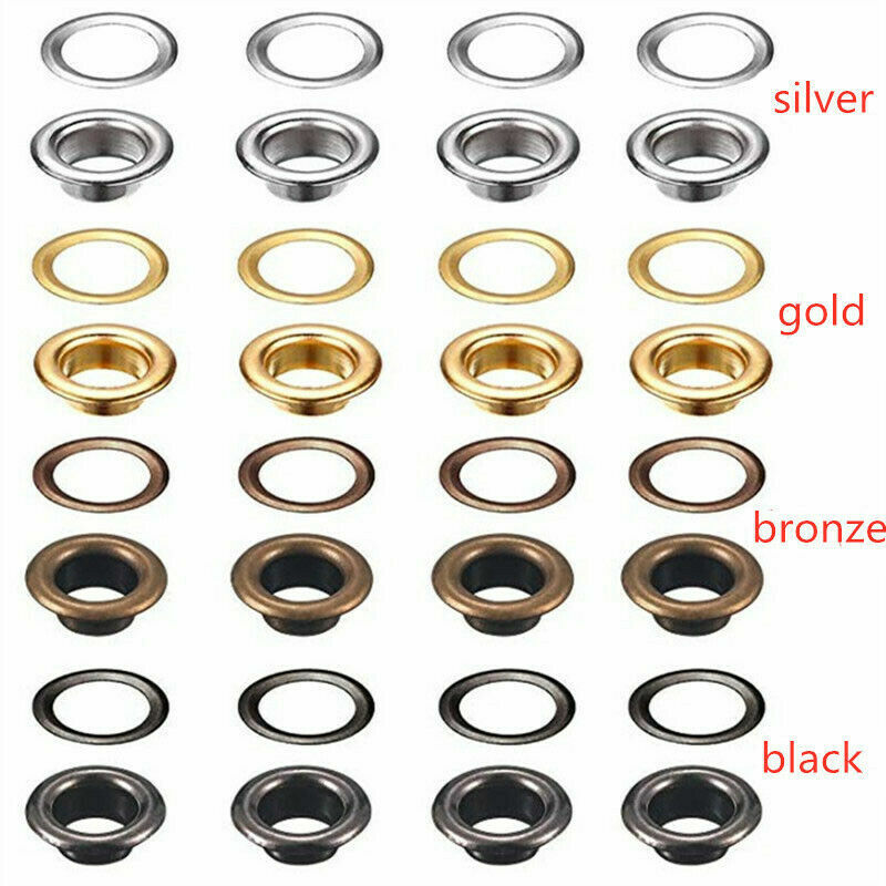 200PCS Eyelets Grommets with Installation Tools Kit Leather Rivet Buckle 6mm