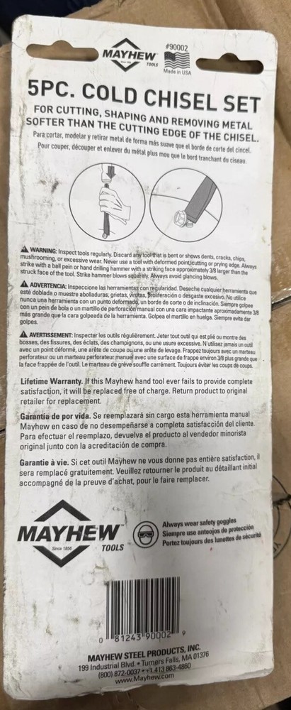 Mayhew Tools 5pc Cold Chisel Set USA 90002 NEW