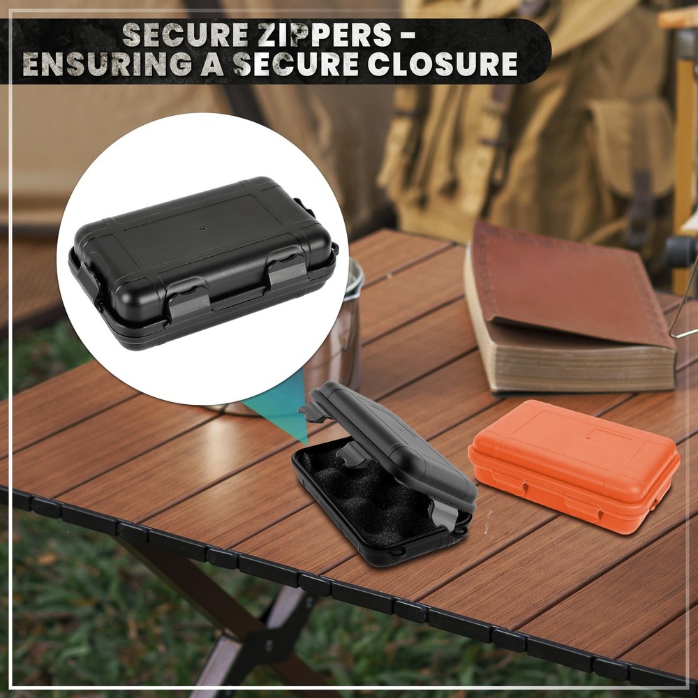 2 Pcs Small Waterproof Box – Compact Size, 2 PCS - Black & Orange